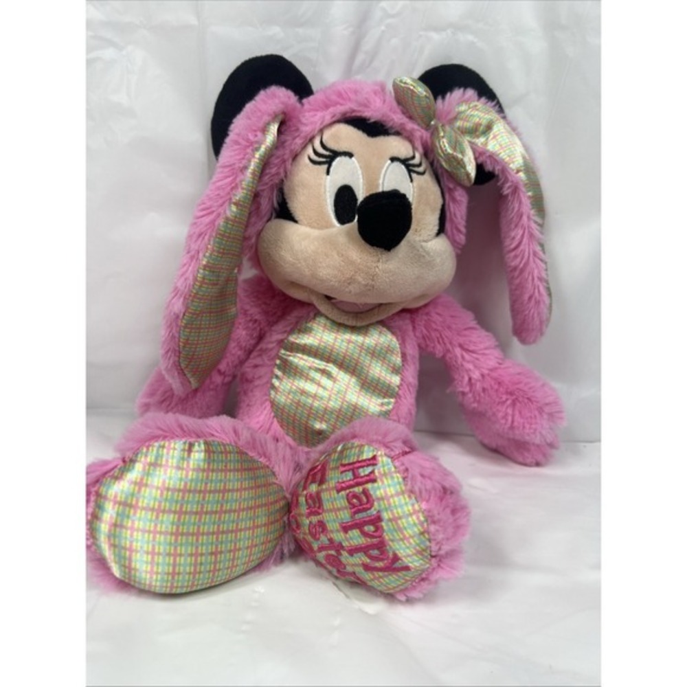 2020 Disney Parks Minnie Mouse Pink Easter Bunny‎ 12.5" Plush Stuffed Toy Animal